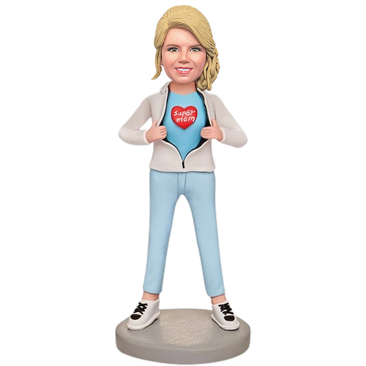 Custom Bobblehead: Special Mother's Day Bobblehead Gift — Celebrating You as My Forever Super Mom