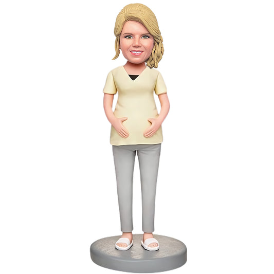 Custom Bobblehead: Expectant Mothers - Honoring the Newest Superheroes, Crafted with Tenderness and Admiration