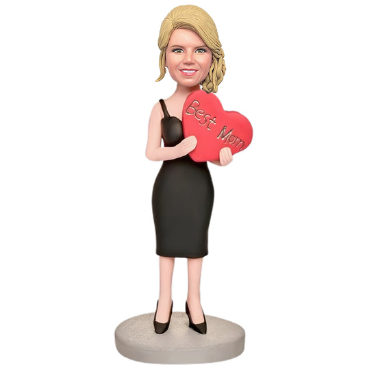 Custom Bobblehead: Sexy Mom Embracing Love Custom Bobblehead, Engraved with "Best Mom"