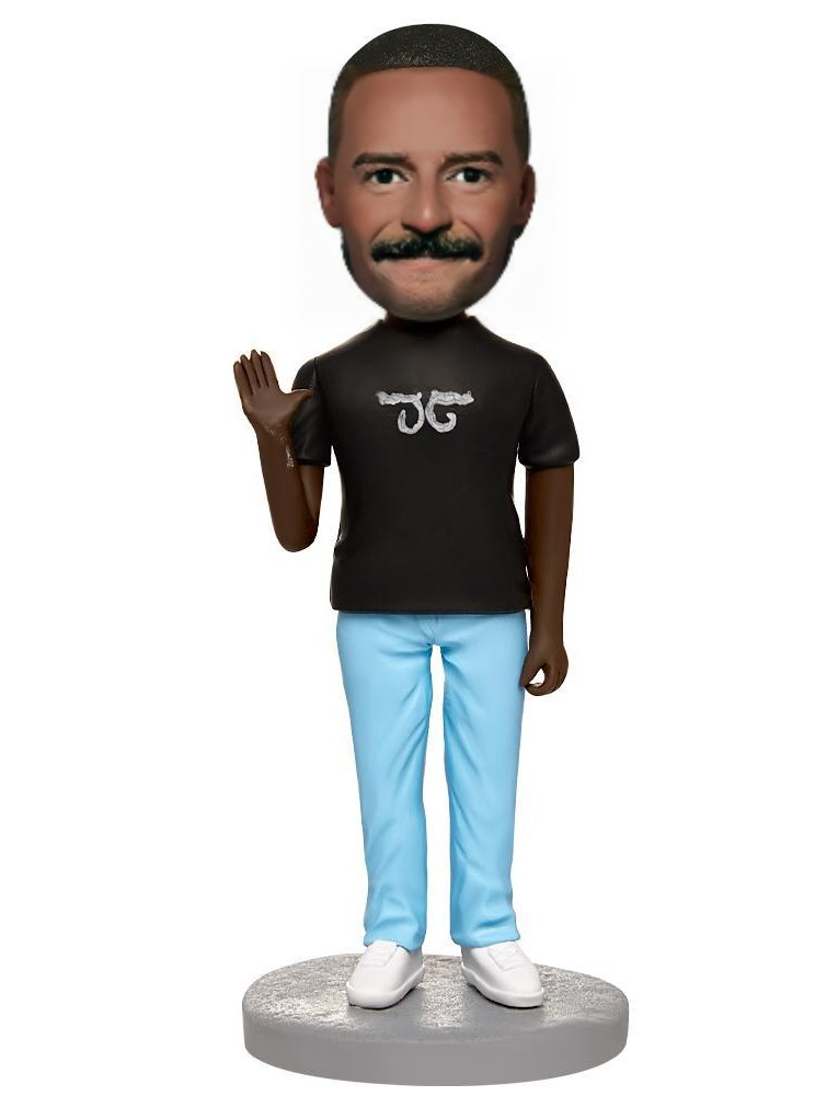 Black Man Say Hello Custom Bobblehead With Engraved Text