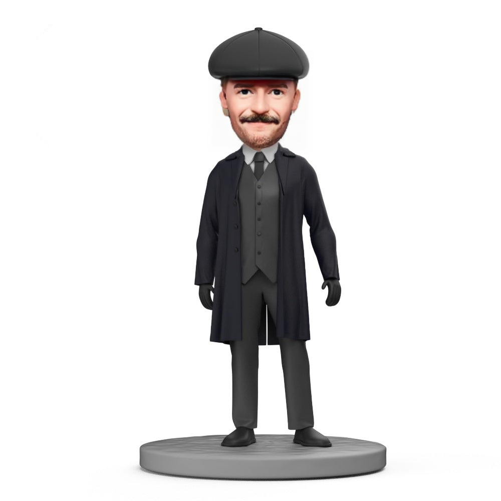 Black Trench Coat Shelby Custom Bobblehead With Engraved Text