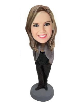 Female In Business Wear Custom Bobblehead With Engraved Text