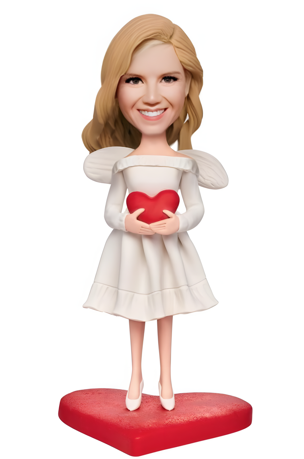 Angel Girl Holding A Love Heart Custom Bobblehead With Engraved Text