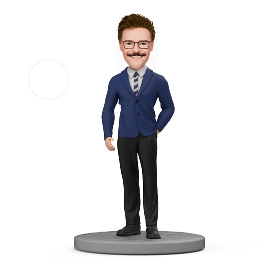 Male Student in School Uniform Custom Bobblehead With Text