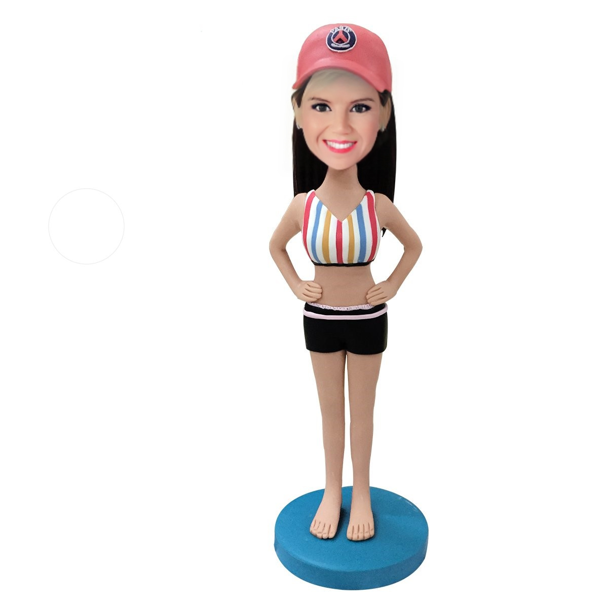 Woman In Stylish Bathing Suit Custom Bobblehead With Engraved Text