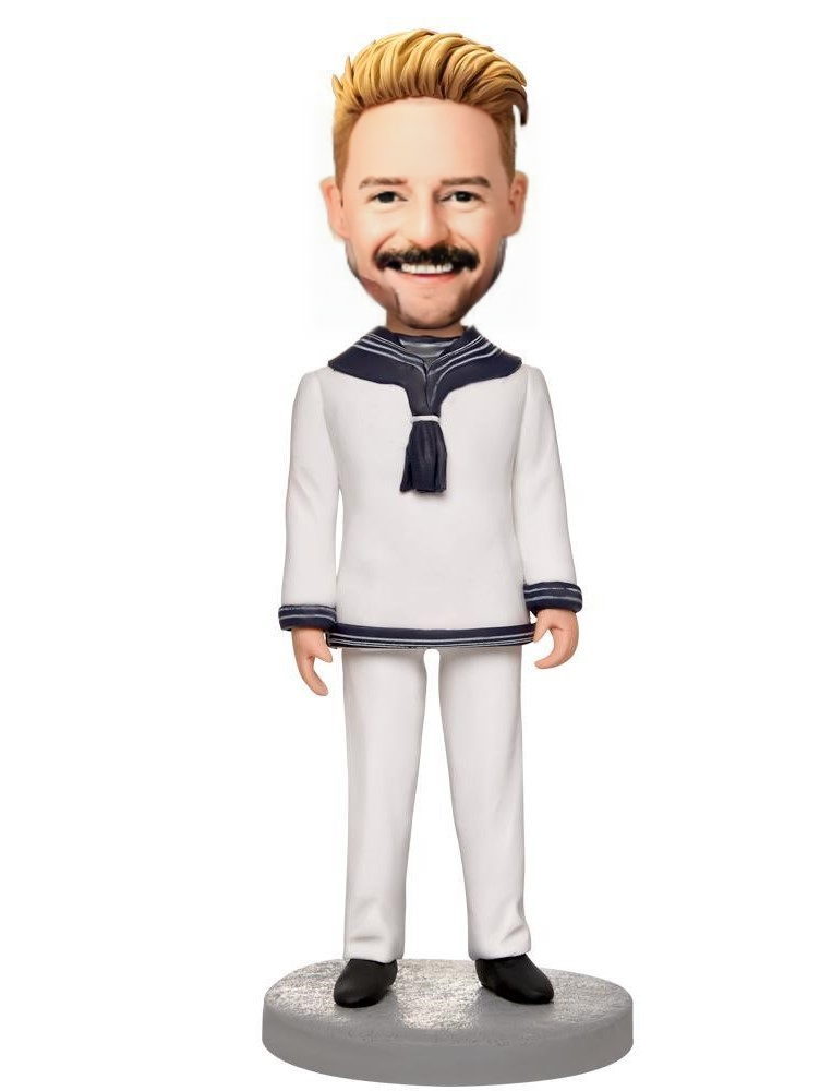 Sea-striped Shirt Man Custom Bobblehead With Engraved Text