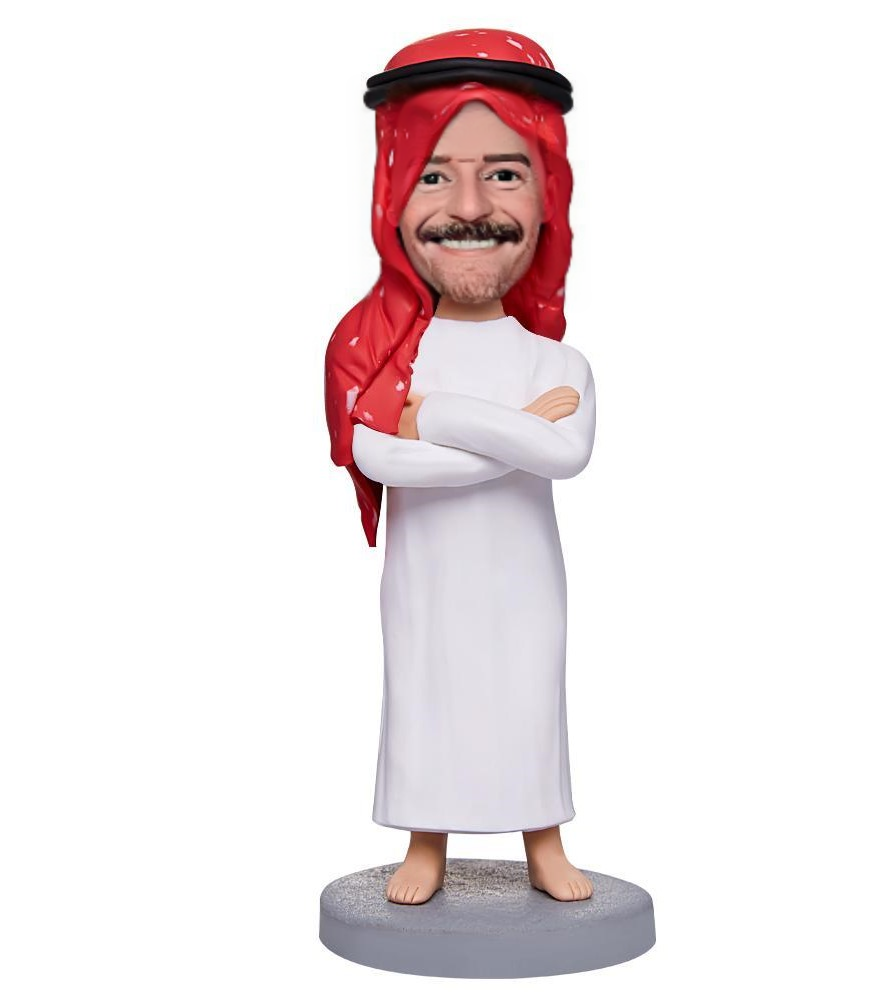 Red Turban Arabs Custom Bobblehead With Engraved Text