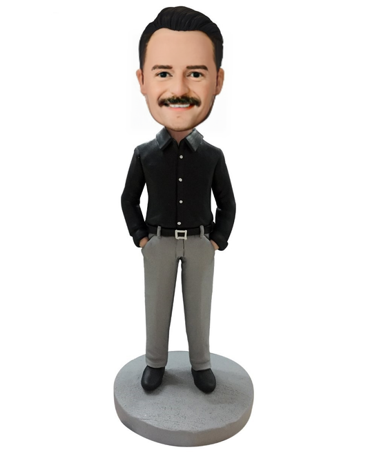 Business Casual Male C Custom Bobblehead With Engraved Text