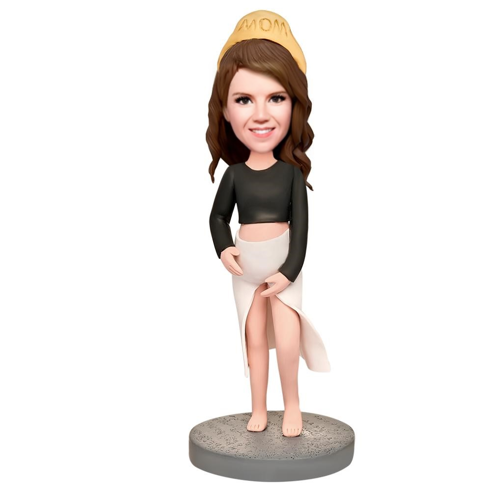 Pregnant Mother Custom Bobblehead with Engraved Text