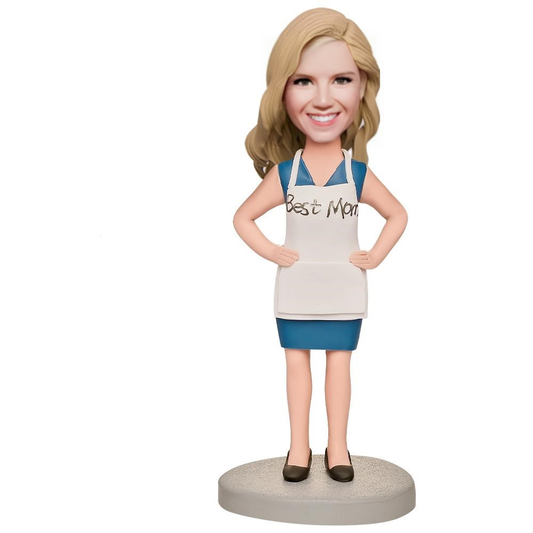 Mom in Apron Custom Bobblehead with Engraved Text