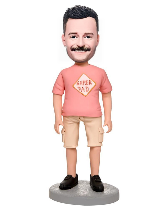 Pink Clothes Man Custom Bobblehead With Engraved Text