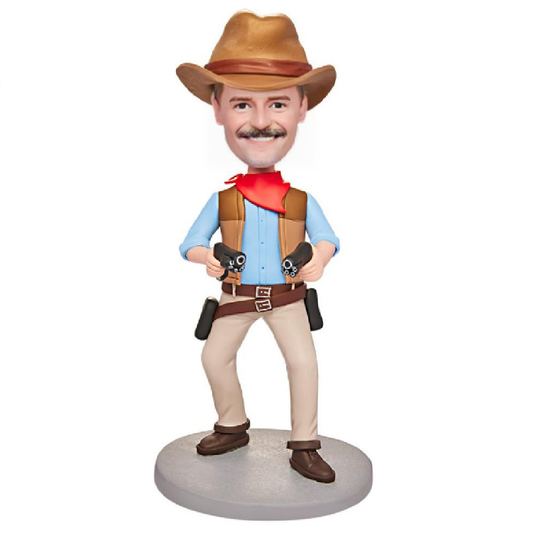 Personalized West Cowboy Custom Bobblehead with Engraved Text