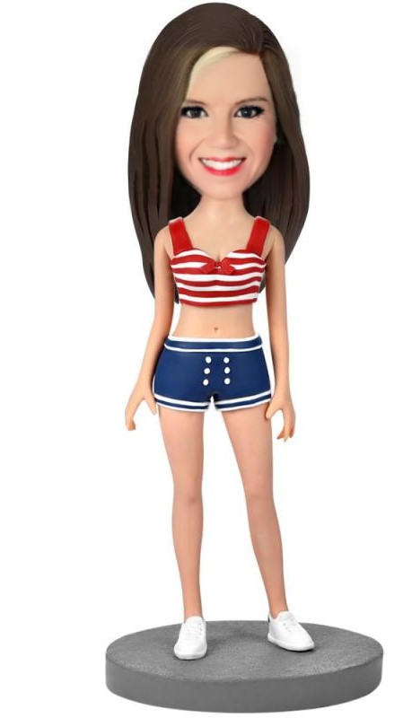 Sexy_Girl_Wearing_Shorts_Custom_Bobblehead_With_Engraved_Text