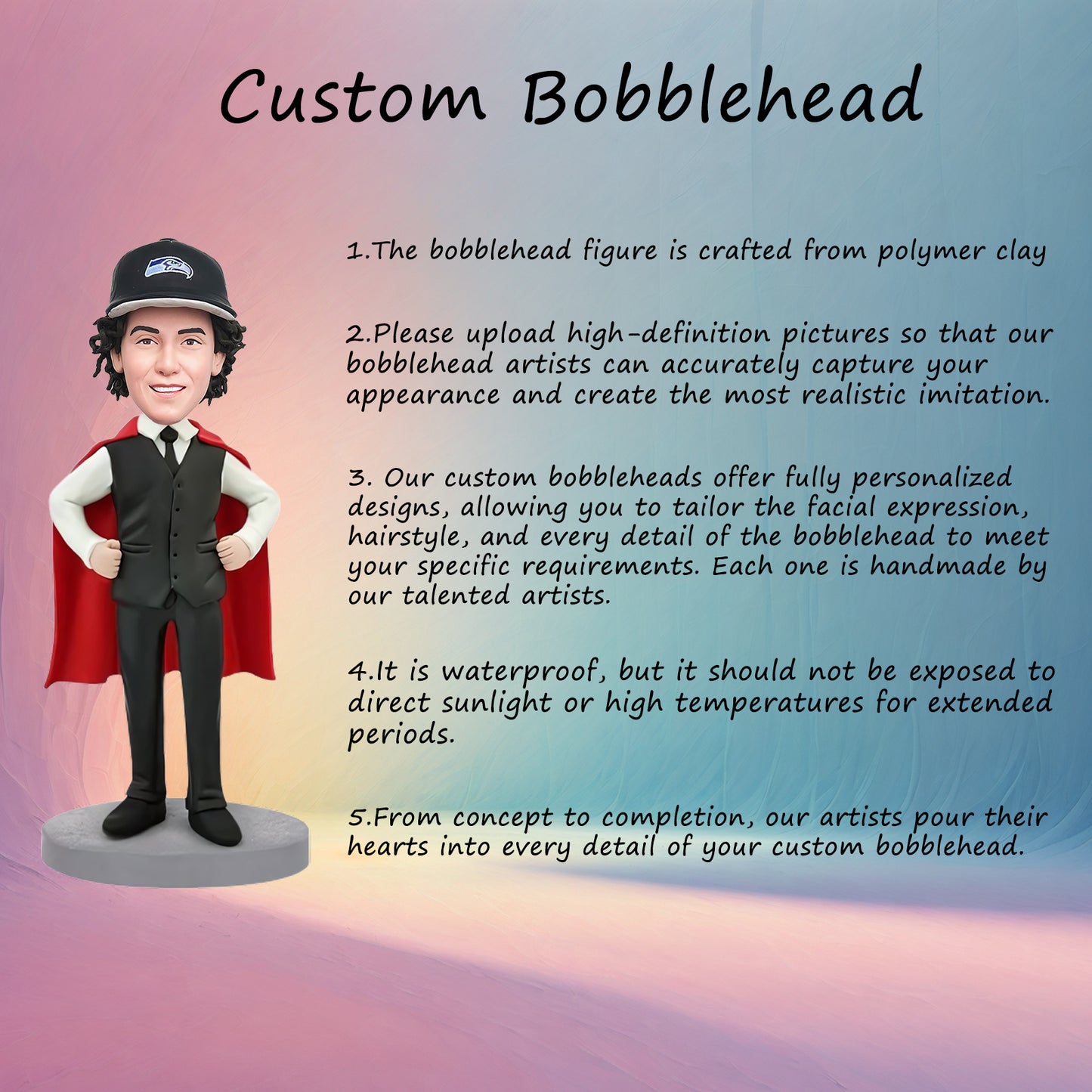 Custom Bobblehead of Superior Businessman With Text Engraving