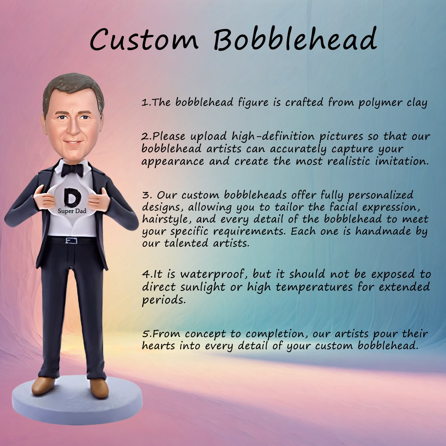 Super Business Man Super Dad Customized Bobblehead with Personalized Message