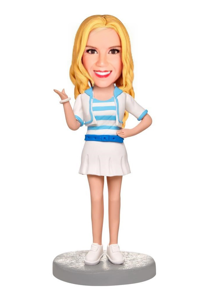 Fashion Girl In Dress Custom Bobblehead With Engraved Text