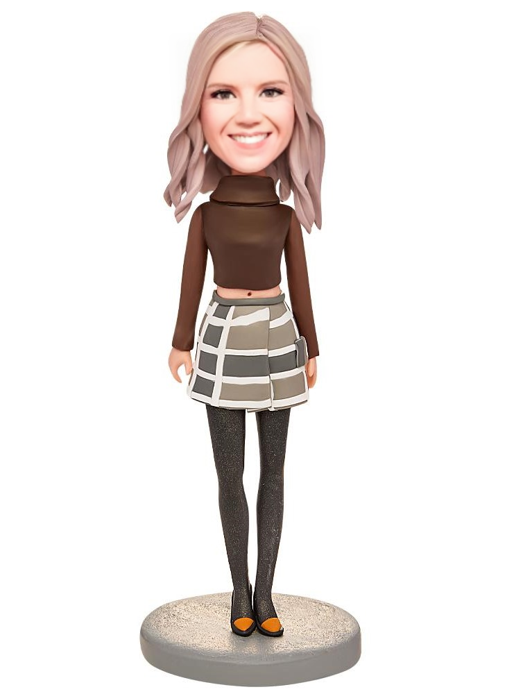 Dress Fashionably Woman Custom Bobblehead With Engraved Text