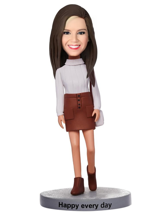 Fashion Woman Carrying A Bag Custom Bobblehead With Engraved Text