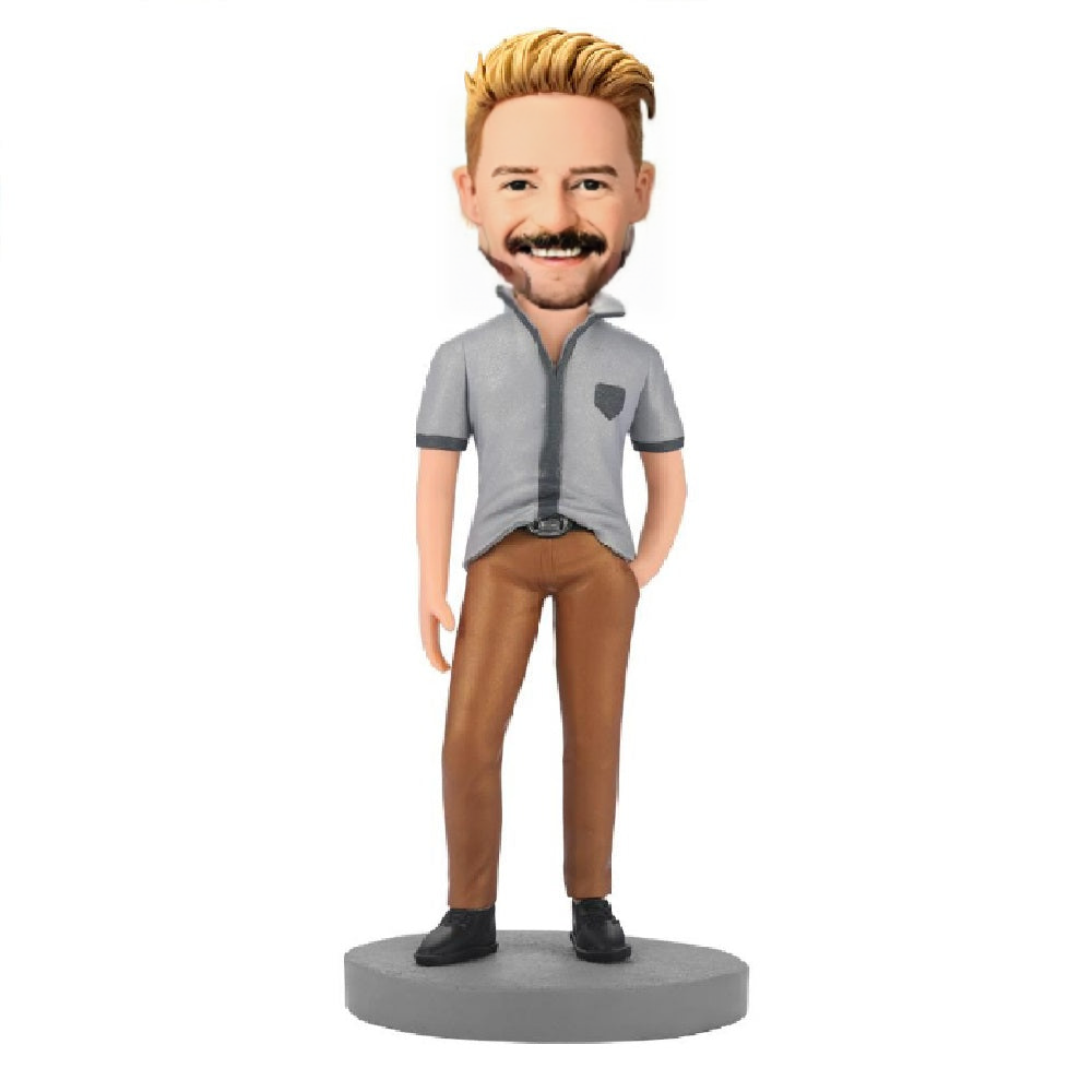 Cool Fashion Man Custom Bobblehead With Engraved Text