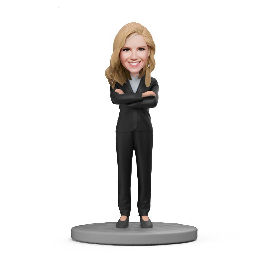 Office Lady Custom Bobblehead with Engraved Text