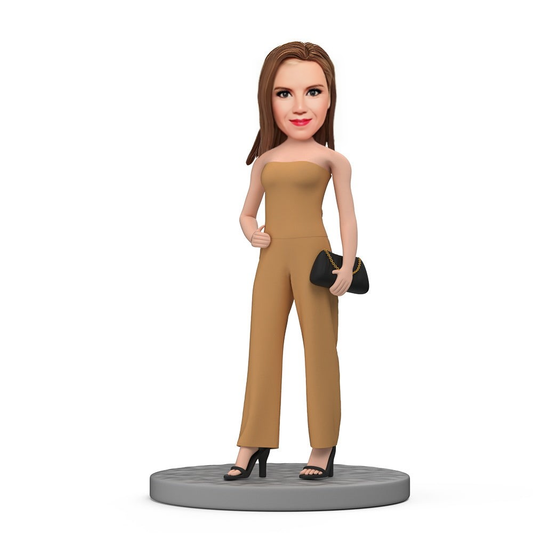 Fashionable Outfit Female Custom Bobbleheads with Engraved Text