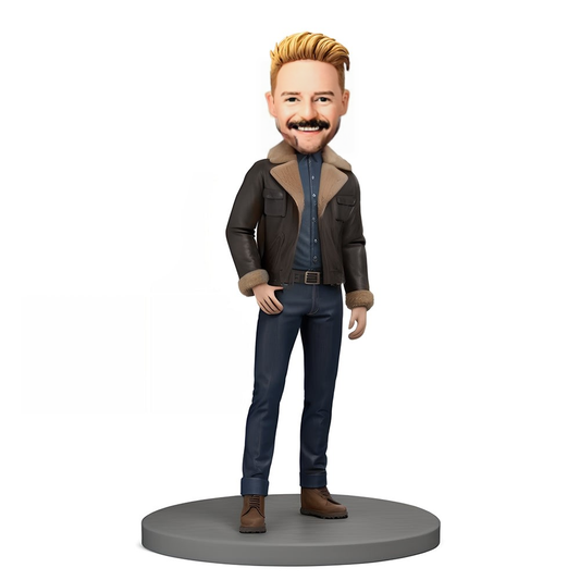 Custom Bobblehead Handsome and Stylish Men in Short Jackets