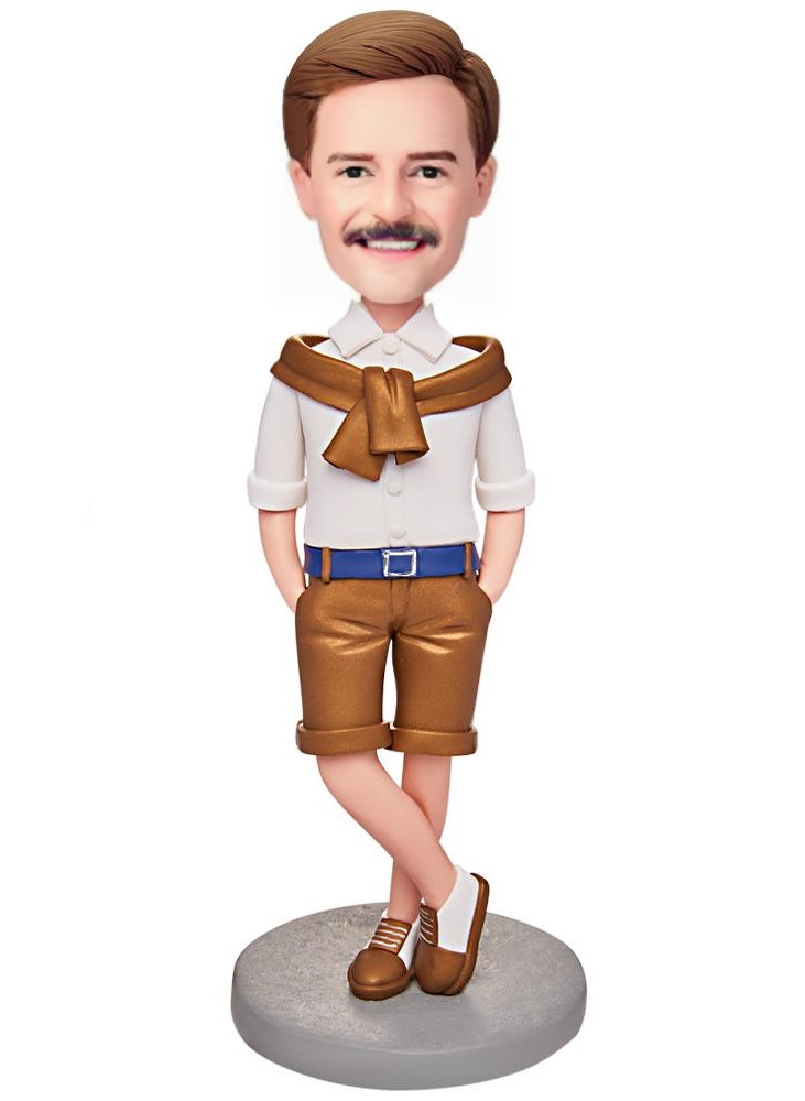 Gentleman Modern Male Custom Bobblehead with Engraved Text