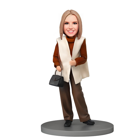 Custom Bobblehead Modern Lady Wearing White Sweater