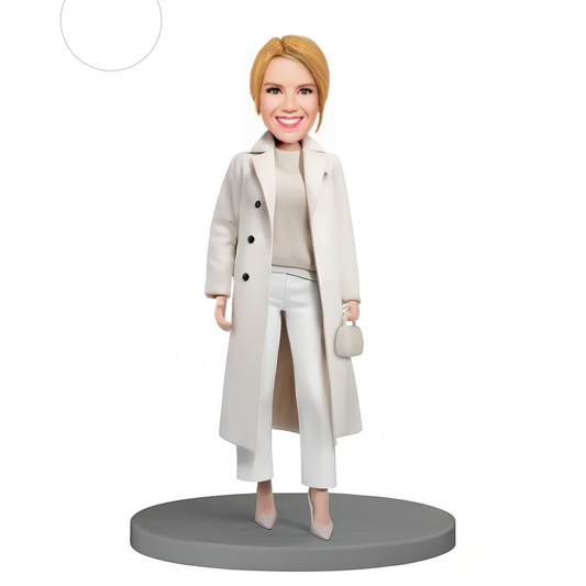 Custom Bobblehead Beautiful Woman in White Suit