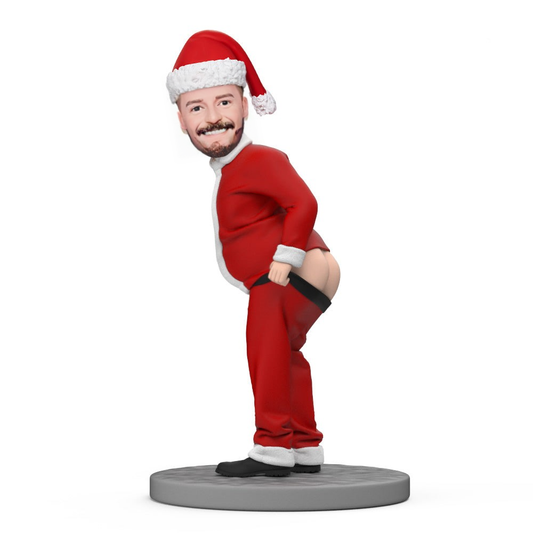 Custom Bobble Head Funny Santa Claus Holding Up His Pants