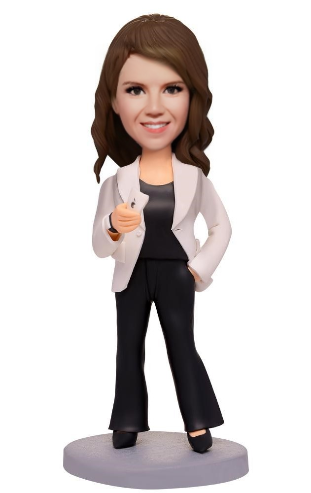 Business Modern Woman Custom Bobblehead With Engraved Text