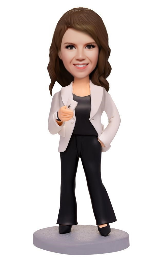 Business Modern Woman Custom Bobblehead With Engraved Text