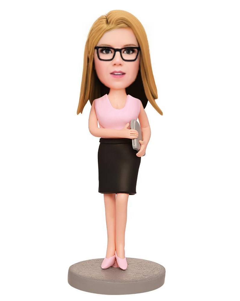 Female Executive Custom Bobblehead With Engraved Text