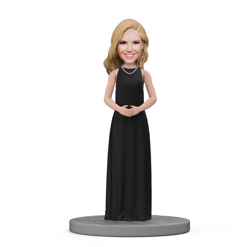 Custom Bobblehead A Noble Lady Wearing A Black Long Dress