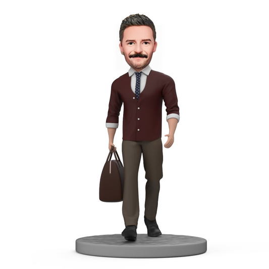 Fashionable Man Custom Bobblehead Holding Bag