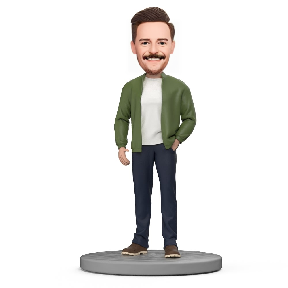 Jacket And Black Pants Custom Bobblehead With Engraved Text