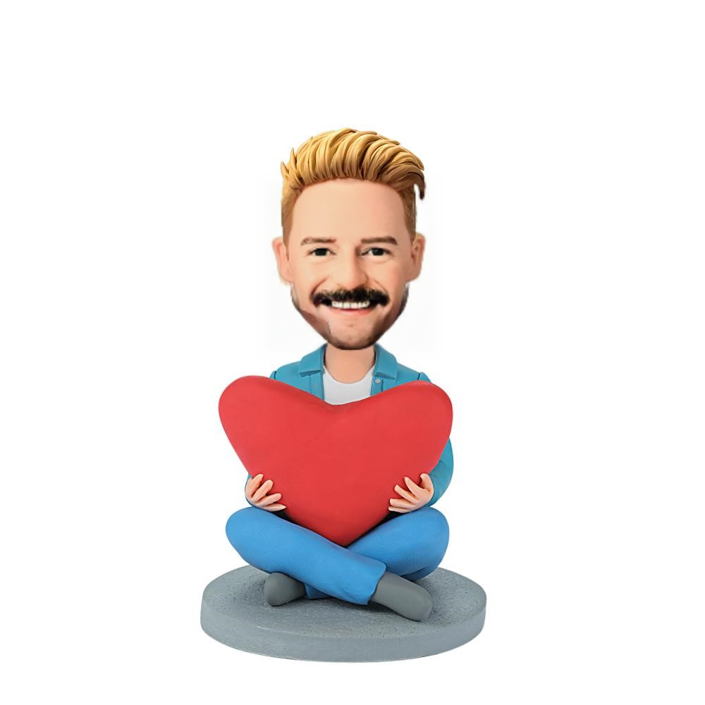 Heart Man Custom Bobblehead With Engraved Text