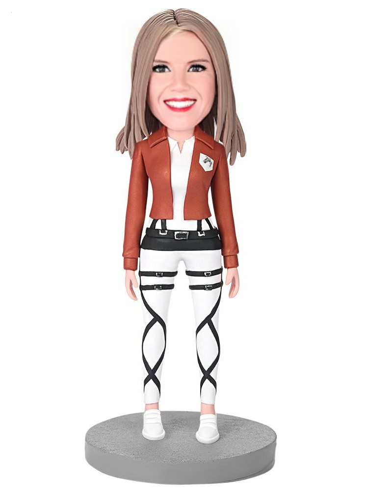 Happy Modern Woman Custom Bobblehead With Engraved Text