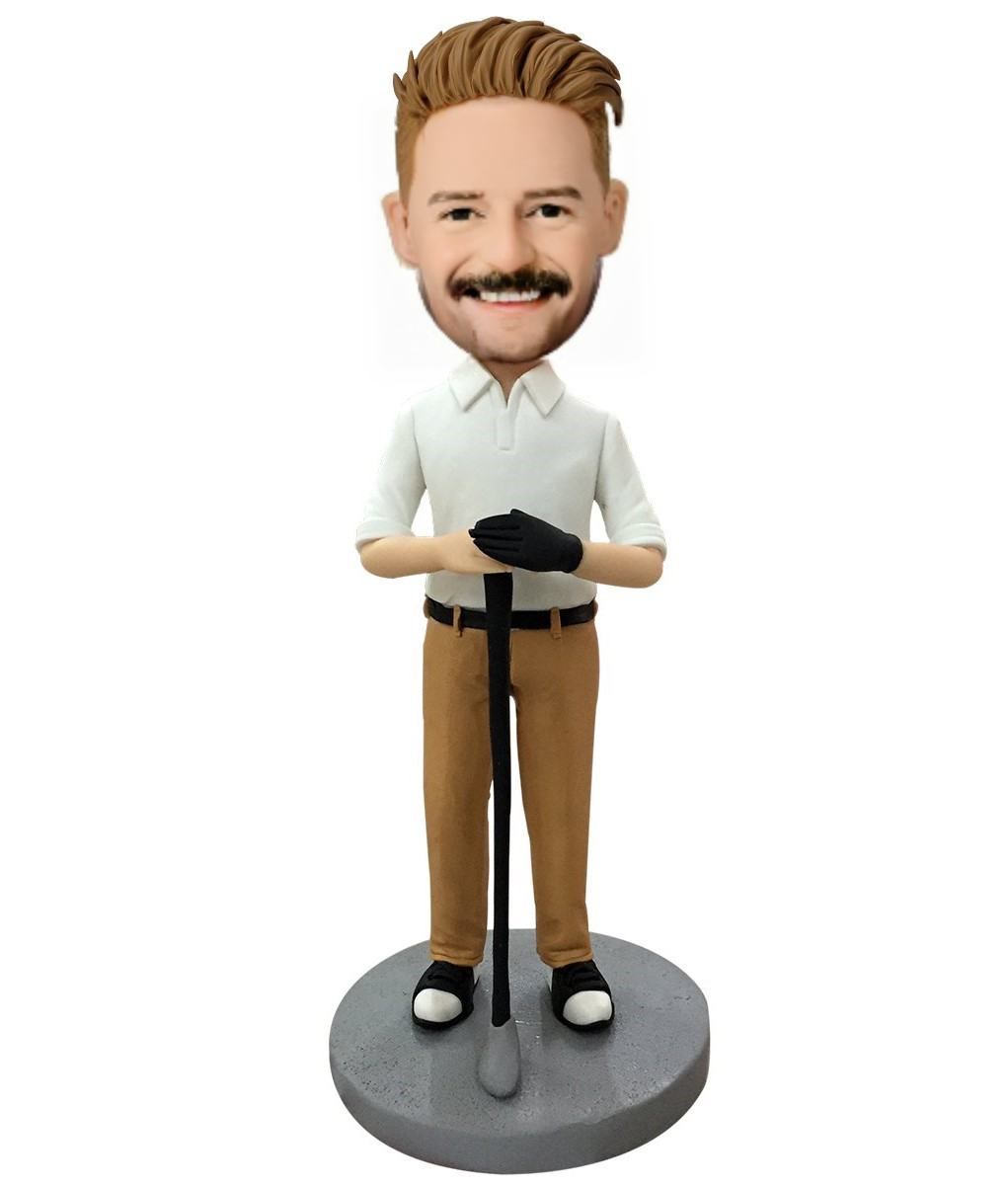 Male Golfer Custom Bobblehead With Engraved Text