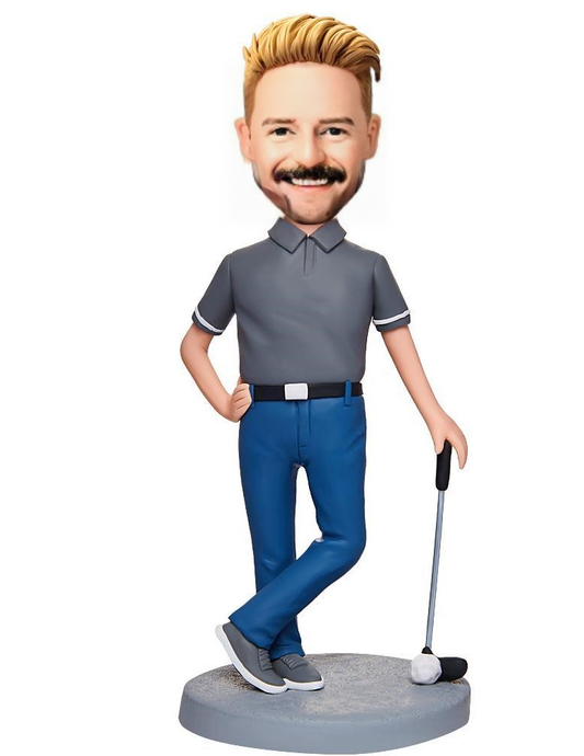 Cool Golfer Male Custom Bobblehead With Engraved Text