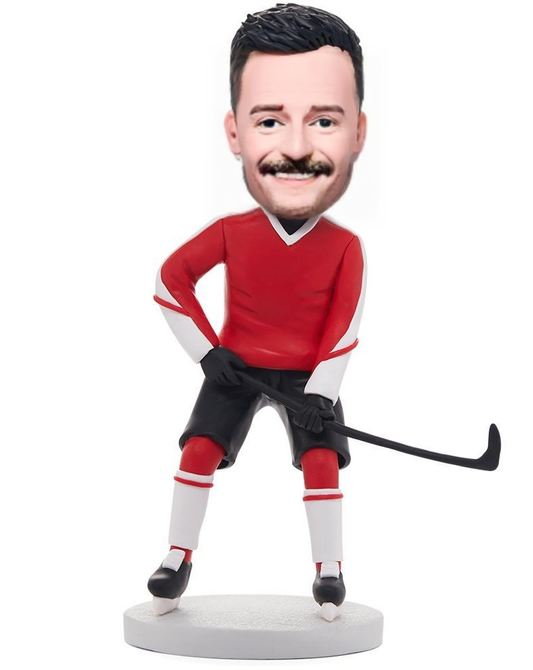 Gifts for Fans and Players Hockey Player In Red Clothes Custom Bobblehead With Player Name