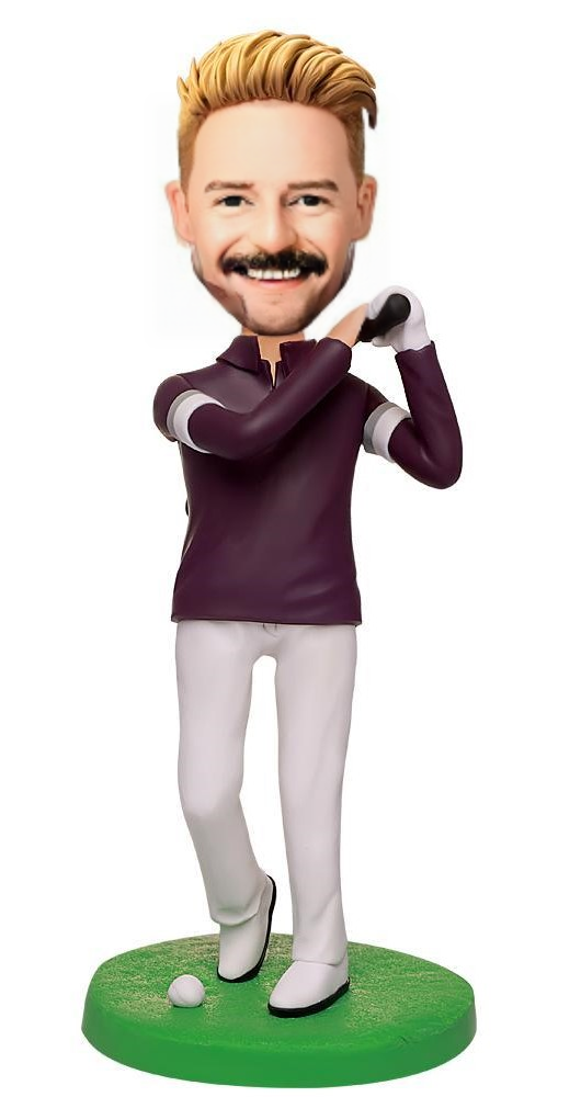 White Pants Golfer Man Custom Bobblehead With Engraved Text