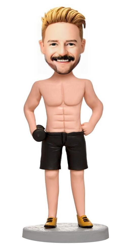 Fitness Man Custom Bobblehead With Engraved Text