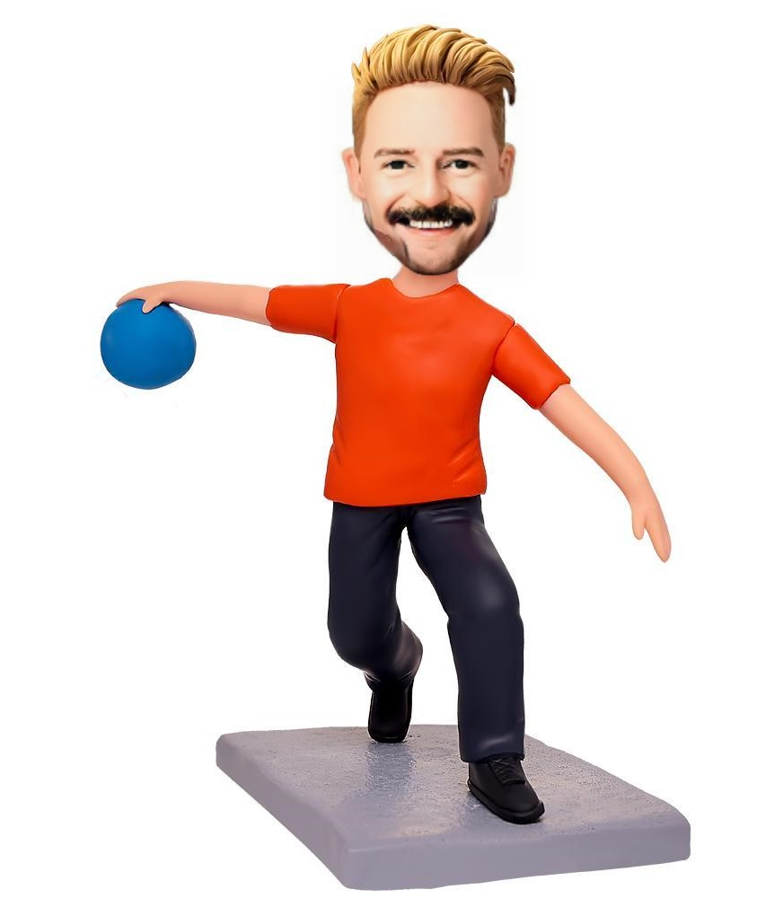 Bowling Player Custom Bobblehead With Engraved Text