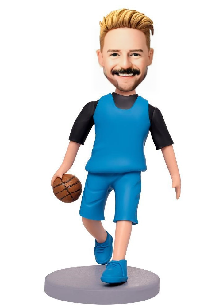 Middle-aged Basketball Player Custom Bobblehead With Engraved Text