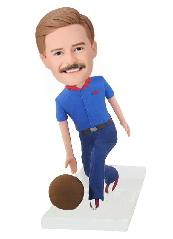 Bowling Player Custom Bobblehead With Engraved Text