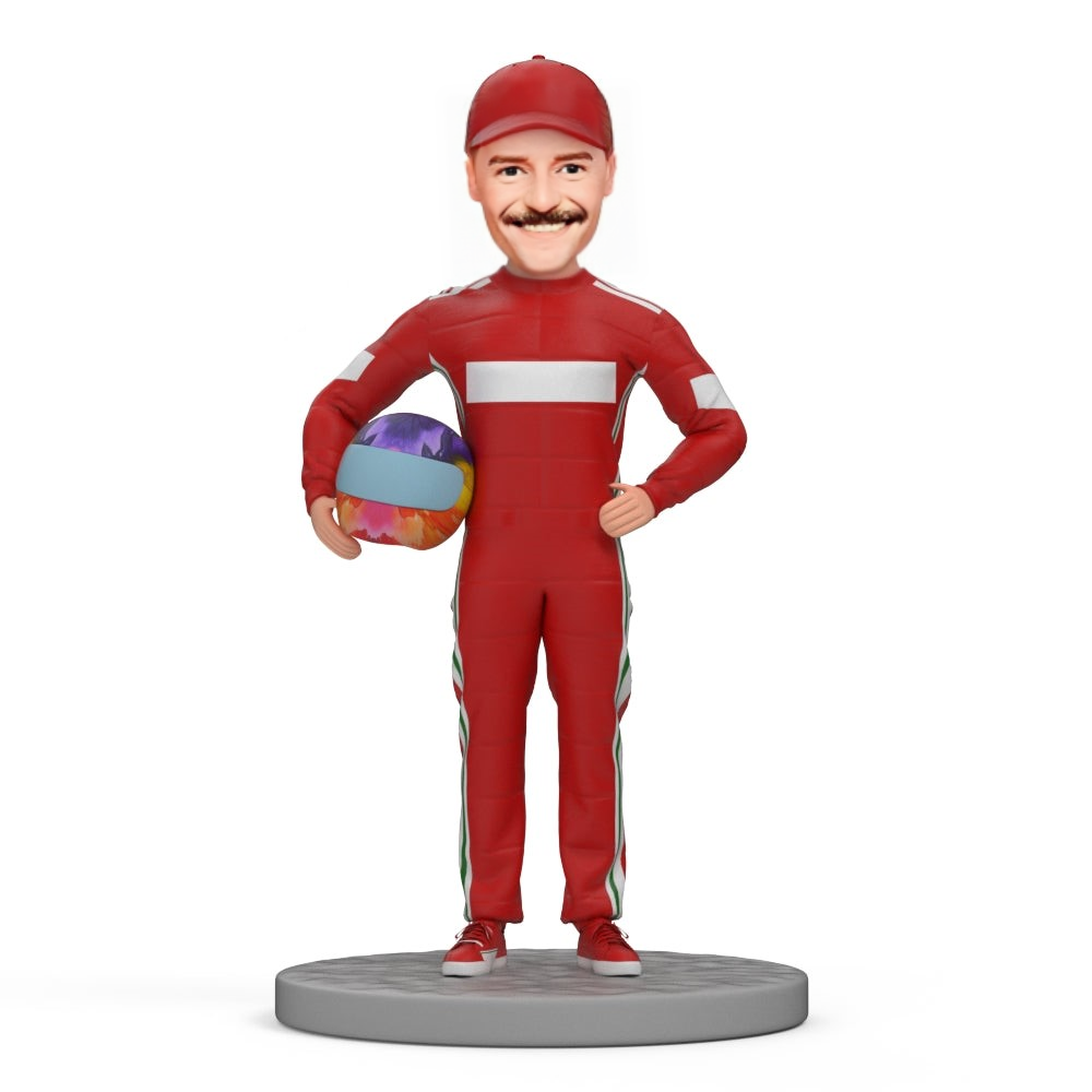 Custom Bobblehead | Race Car Driver With Helmet Gifts for Men