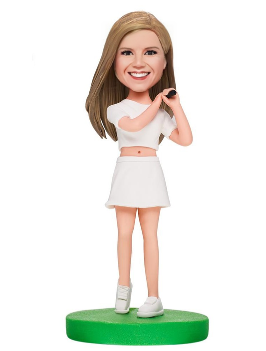 Female Golfer Custom Bobblehead With Engraved Text