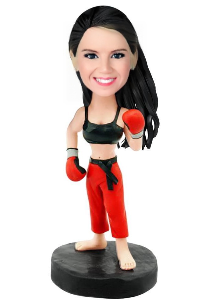 Female Boxer Custom Bobblehead With Engraved Text