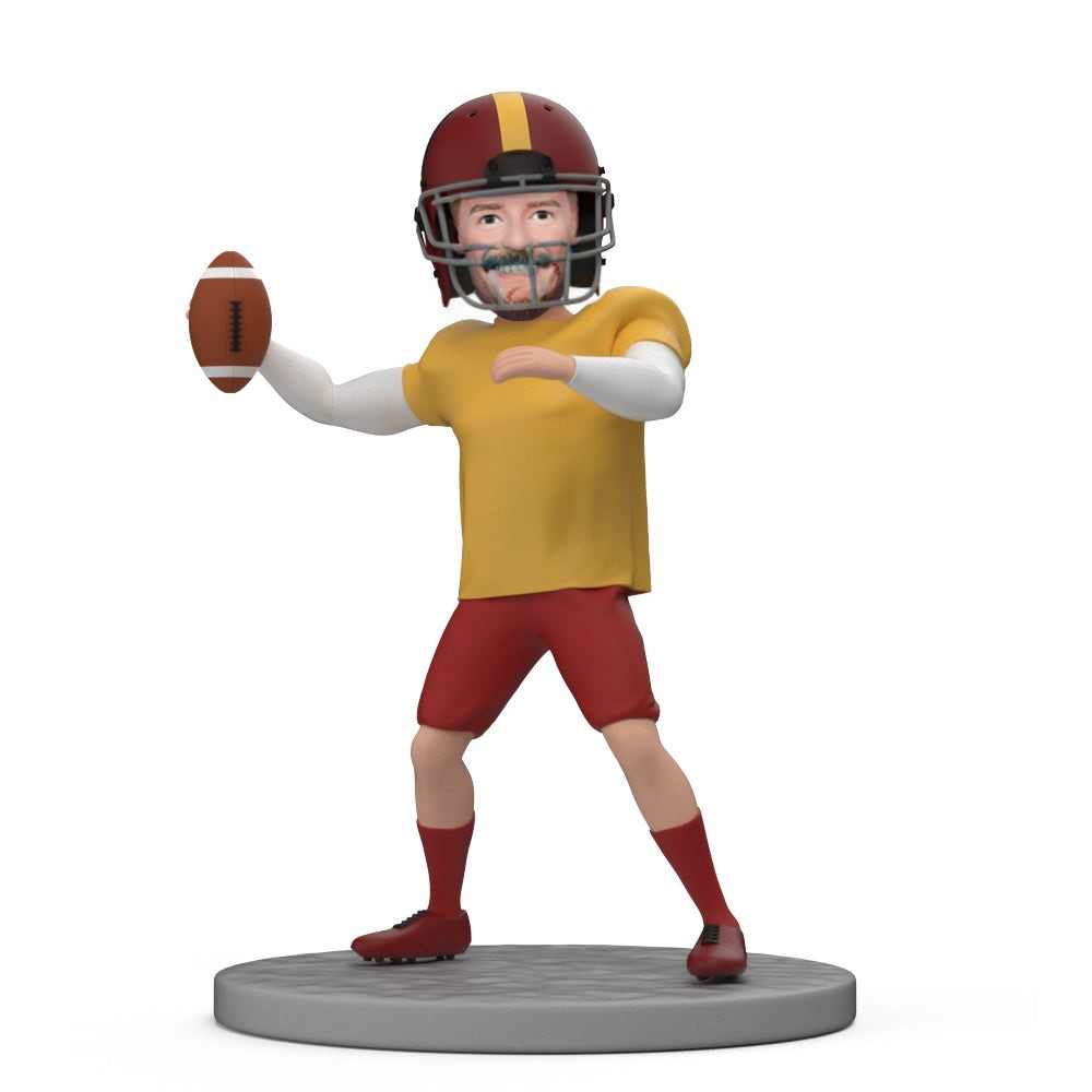 Football Player Custom Bobblehead Player Preparing to Pass The Ball